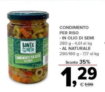 Todis CONDIMENTO PER RISO - IN OLIO DI SEMI 280 g - AL NATURALE 290/180 g offerta
