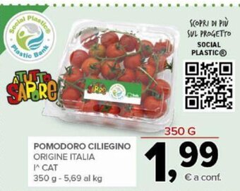 Todis POMODORO CILIEGINO ORIGINE ITALIA I^ CAT 350 g offerta