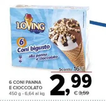 Todis 6 CONI PANNA E CIOCCOLATO 450 g offerta