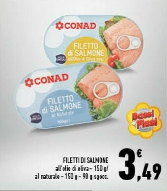 Conad Conad - Filetto Di Salmone Al Naturale 150 G(ml) offerta