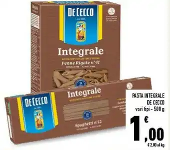 Conad De Cecco Penne Rigate N°41 Farro Integrale 500 G(ml) offerta