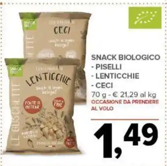 Todis SNACK BIOLOGICO - PISELLI - LENTICCHIE - CECI 70 g offerta