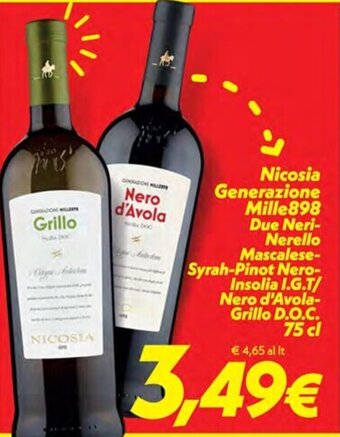 Nicosia Generazione Mille898 Due Neri-Nerello Mascalese-Syrah-Pinot Nero-Insolia I.G.T/ Nero d'Avola-Grillo D.O.C. 75 cl