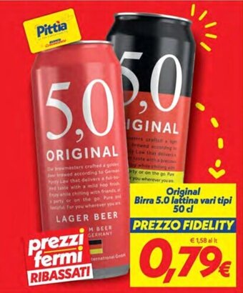 Iper Super Conveniente Original Birra 5.0 lattina vari tipi 50 cl offerta