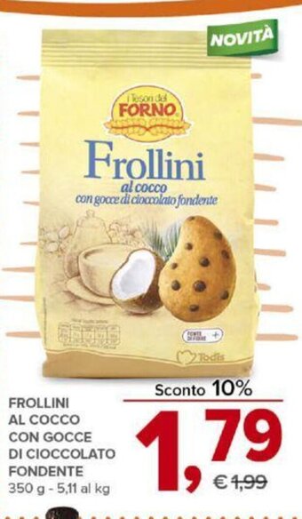 Todis FROLLINI AL COCCO CON GOCCE DI CIOCCOLATO FONDENTE 350 g offerta