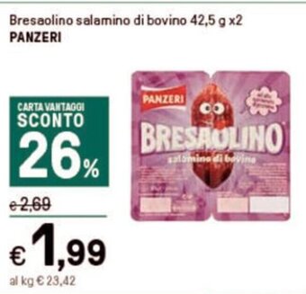 Bresaolino salamino di bovino 42,5 g x2 PANZERI
