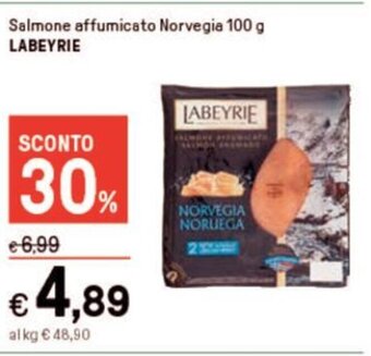 Iper La Grande Salmone affumicato Norvegia 100 g LABEYRIE offerta