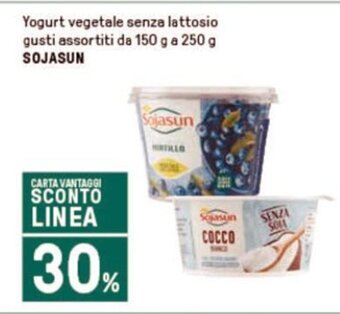 Iper La Grande Yogurt vegetale senza lattosio gusti assortiti da 150 g a 250 g SOJASUN offerta