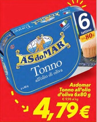 Iper Super Conveniente Asdomar Tonno all'olio d'oliva 6x80 g offerta
