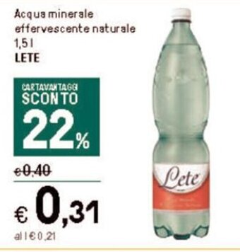Iper La Grande Acqua minerale effervescente naturale 1,5 l LETE offerta