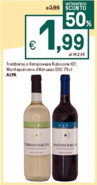 Iper La Grande Trebbiano o Sangiovese Rubicone IGT, Montepulciano d'Abruzzo DOC 75 cl ALPA offerta