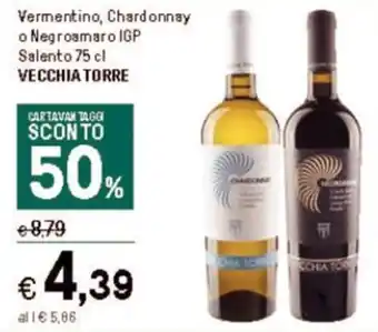 Iper La Grande Vermentino, Chardonnay o Negroamaro IGP Salento 75 cl VECCHIA TORRE offerta