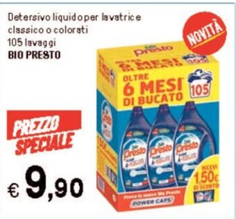 Iper La Grande Detersivo liquido per lavatrice classico o colorati 105 lavaggi BIO PRESTO offerta