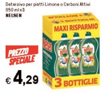 Iper La Grande Detersivo per piatti Limone o Carboni Attivi 850 ml x3 NELSEN offerta