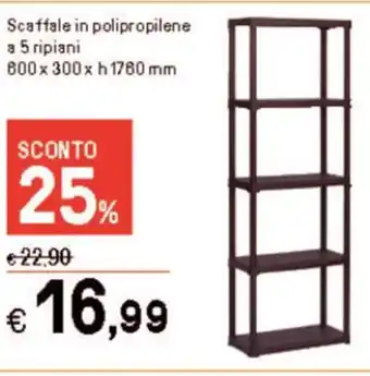 Iper La Grande Scaffale in polipropilene a 5 ripiani 600x300x h 1760 mm offerta