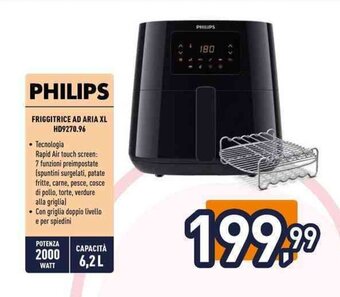 Unieuro PHILIPS FRIGGITRICE AD ARIA XL HD9270.96 offerta