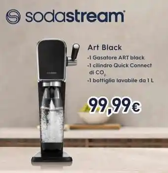 Unieuro sodastream Art Black -1 Gasatore ART black -1 cilindro Quick Connect di CO, -1 bottiglia lavabile da 1 L offerta