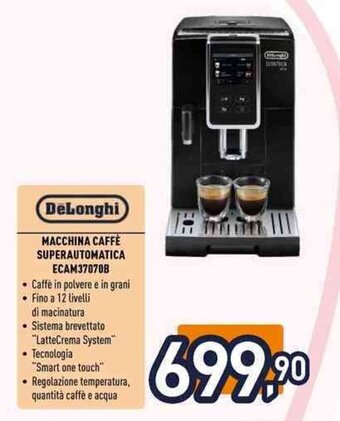 Unieuro DeLonghi MACCHINA CAFFÈ SUPERAUTOMATICA ECAM37070B offerta