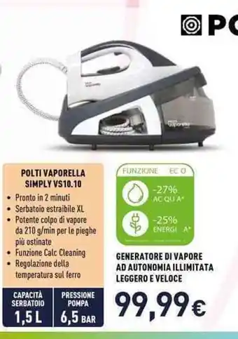 Unieuro POLTI VAPORELLA SIMPLY VS 10.10 offerta