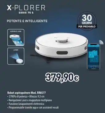 Unieuro Rowenta X-PLORER SERIE 75 S POTENTE E INTELLIGENTE Robot aspirapolvere Mod. RR8577 offerta