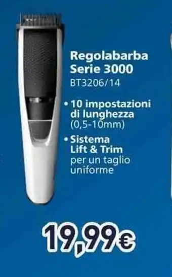 Unieuro PHILIPS Regolabarba Serie 3000 BT3206/14 offerta