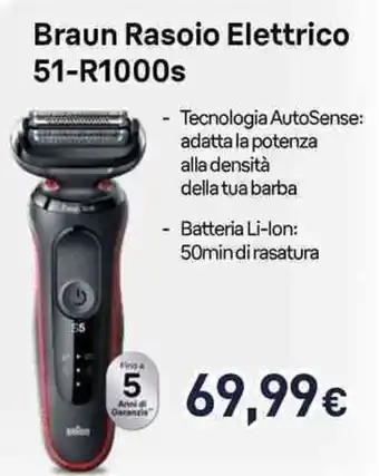 Unieuro Braun Rasoio Elettrico 51-R1000s offerta