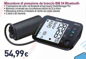 Unieuro Beurer Misuratore di pressione da braccio BM 54 Bluetooth offerta