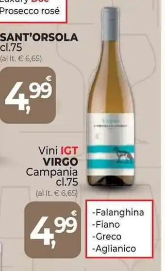 Vini IGT VIRGO Campania cl.75 -Falanghina -Greco -Aglianico -Fiano