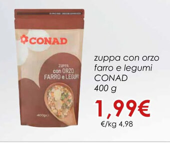 Conad zuppa con orzo farro e legumi CONAD 400 g offerta