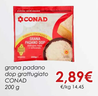 Conad grana padano dop grattugiato CONAD 200 g offerta