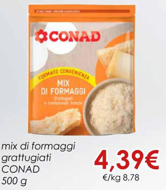 Conad mix di formaggi grattugiati CONAD 500 g offerta