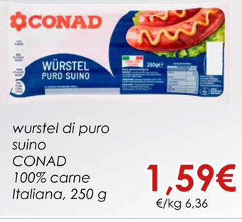 Conad wurstel di puro suino CONAD 250 g offerta