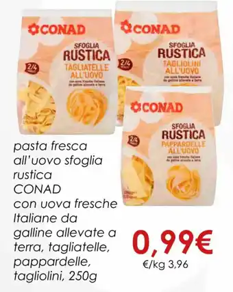 Conad pasta fresca all'uovo sfoglia rustica 250 g offerta