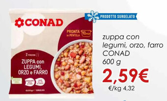 Conad zuppa con legumi, orzo, farro CONAD 600 g offerta