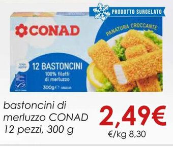 Conad bastoncini di merluzzo CONAD 12 pezzi, 300 g offerta