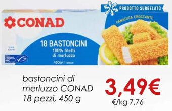 Conad bastoncini di merluzzo CONAD 12 pezzi, 300 g offerta