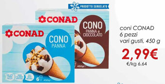 Conad coni CONAD 6 pezzi vari gusti, 450 g offerta