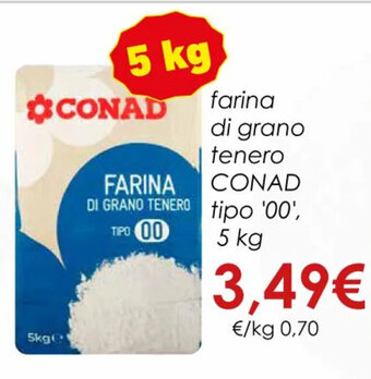 Conad farina di grano tenero CONAD tipo '00', 5 kg offerta