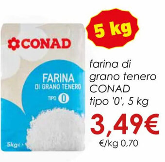 Conad farina di grano tenero CONAD tipo '0', 5 kg offerta