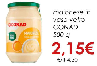 Conad maionese in vaso vetro CONAD 500 g offerta