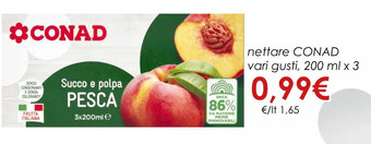 Conad nettare CONAD vari gusti, 200 ml x 3 offerta