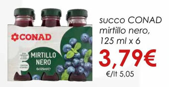 Conad SUCCO CONAD mirtillo nero, 125 ml x 6 offerta