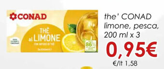 Conad the' CONAD limone, pesca, 200 ml x 3 offerta