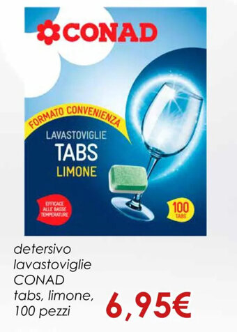 Conad detersivo lavastoviglie CONAD tabs, limone, 100 pezzi offerta