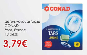 Conad detersivo lavastoglie CONAD tabs, limone, 40 pezzi offerta