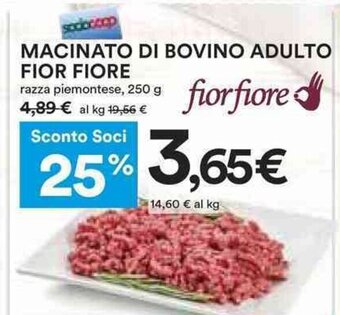 Coop MACINATO DI BOVINO ADULTO FIOR FIORE 250 g offerta