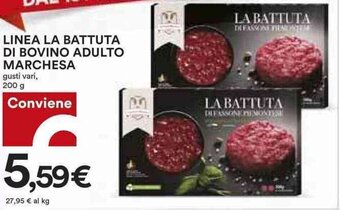 Coop LINEA LA BATTUTA DI BOVINO ADULTO MARCHESA gusti vari, 200 g offerta