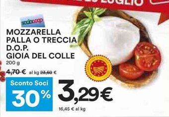 Coop MOZZARELLA PALLA O TRECCIA D.O.P. GIOIA DEL COLLE 200 g offerta