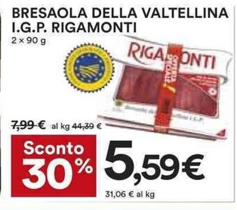 Coop BRESAOLA DELLA VALTELLINA LINEA AFFETTATI I.G.P. RIGAMONTI 2 x 90 g offerta