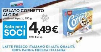 Coop GELATO CORNETTO ALGIDA gusti vari, 6 pezzi, 450 g offerta